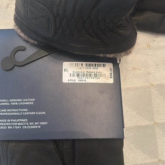 Club Room Snap Leather Tech Tip Gloves XL  100% cashmere lining - Picture 6 of 6